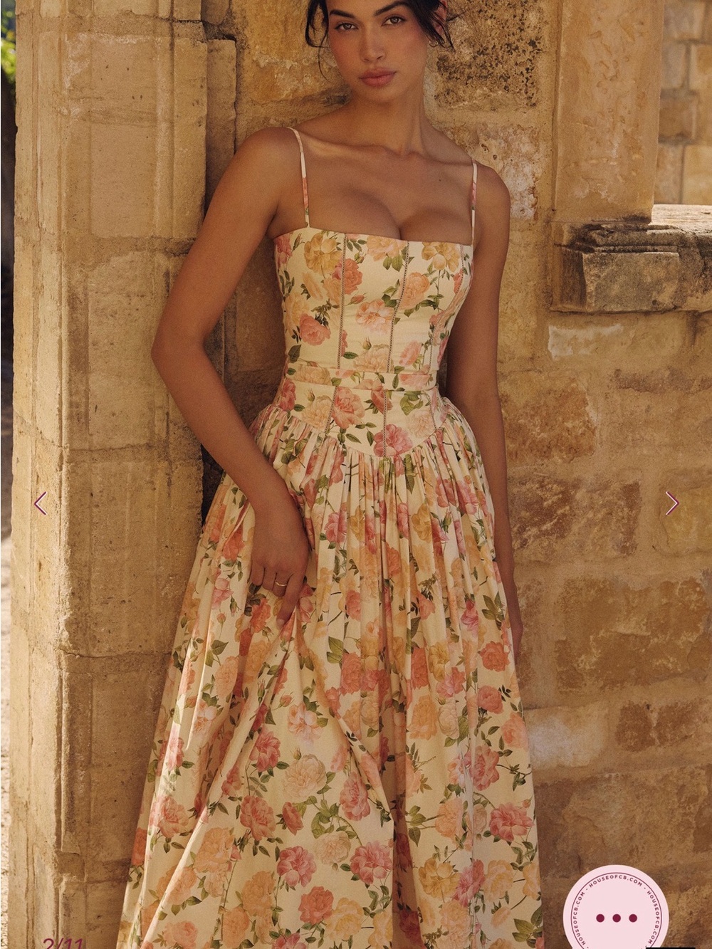 House of CB YSABELLA warm rose cotton midi sundress in size medium regular cup